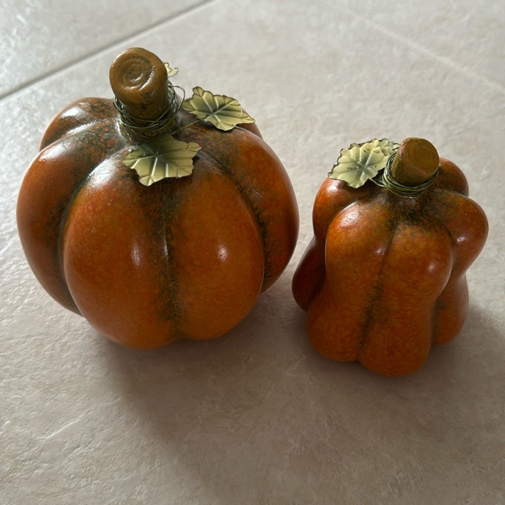 Two Ceramic Pumpkins